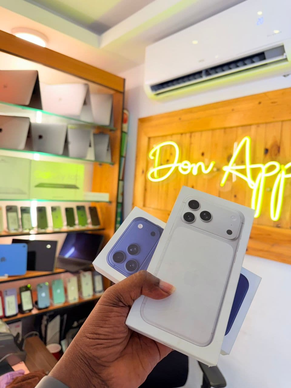 iPhone units on display in store